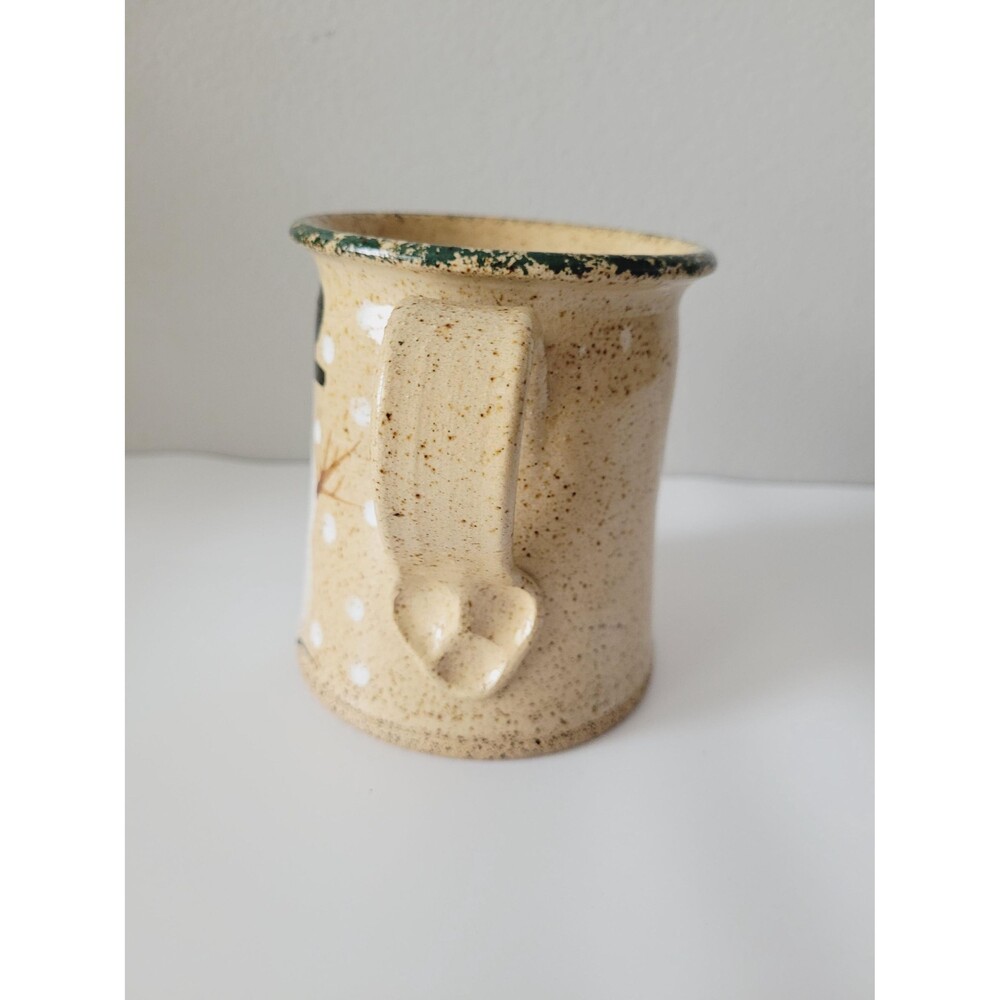 Vintage Snowman Speckled Stoneware Coffee Cup Mug Three Rivers Pottery 1991 - Picture 10 of 16